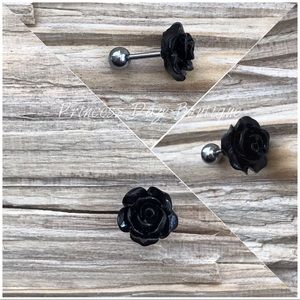 Black Flower Cartilage/ Tragus Earring